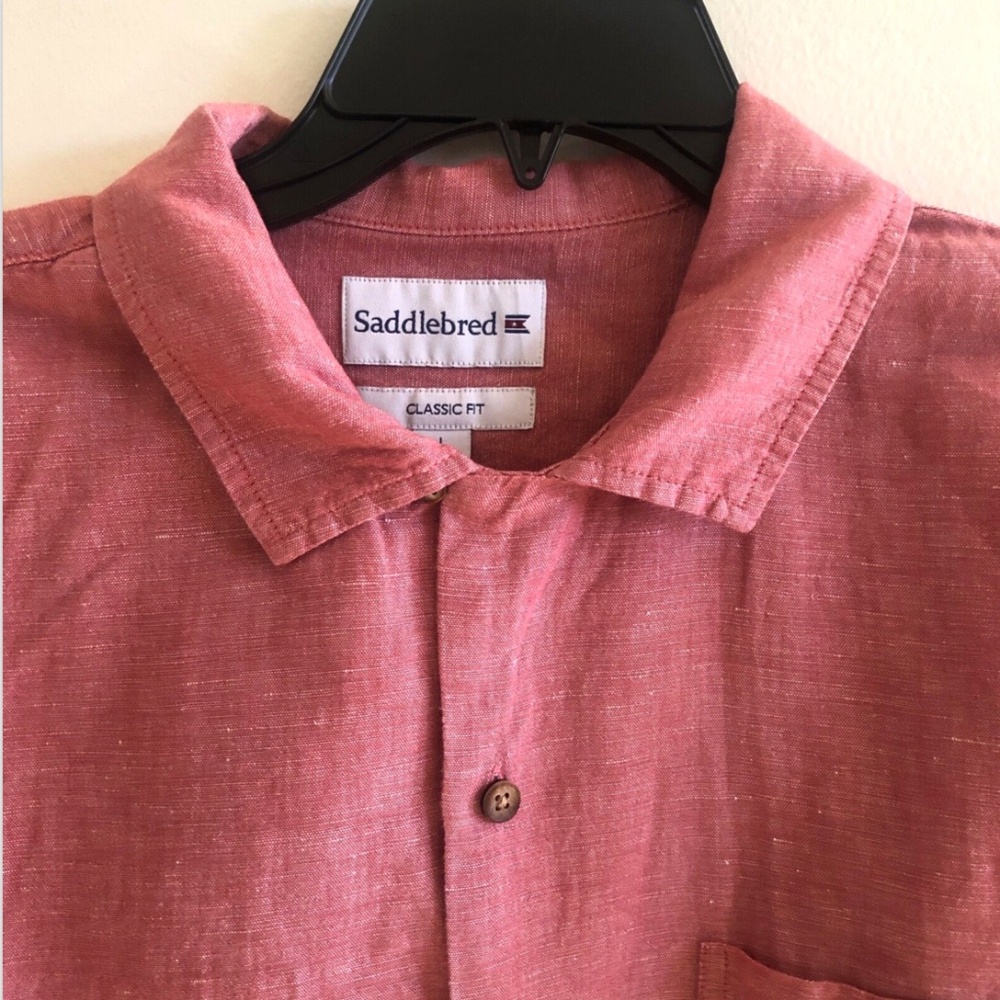 Men’s L Classic Fit, Short Sleeve Linen Blend Shirt